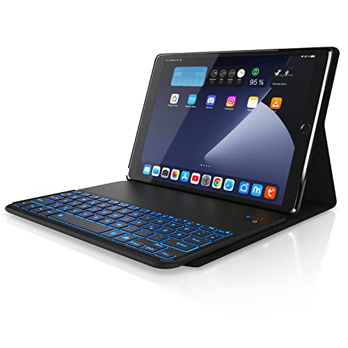CSL - Bluetooth Tastatur - kompatibel mit Tablet iPad Pro 10.5”/ Air3 10.5” - Kunstleder - Keyboard - Tastaturbeleuchtung 7 Farben - Funktionstasten - QWERTZ Layout von CSL-Computer