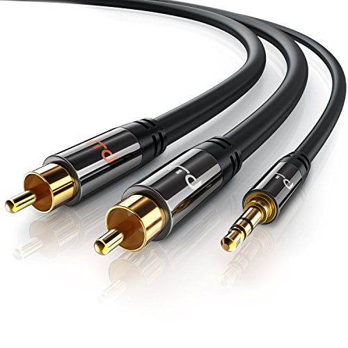 CSL - Cinch auf Klinke Kabel - 1m - 3,5mm Klinken Stecker zu 2x Cinch RCA Stecker Y - Adapterkabel Klinkenkabel - doppelte Schirmung - HiFi Audio Kabel für Smartphone Stereoanlage Verstärker uvm von CSL-Computer