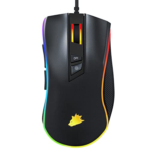 CSL-Computer TITANWOLF - Gaming Maus 12400 DPI mit RGB Beleuchtung, 8 programmierbare Tasten, Ergonomisches Design für ióptimalen Spielkomfort von CSL-Computer