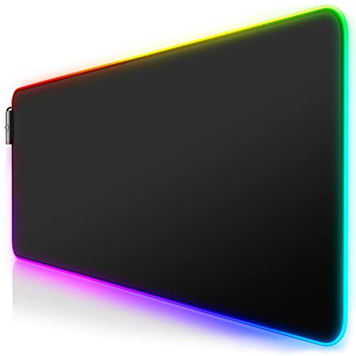 CSL-Computer Titanwolf - RGB Gaming Mauspad - LED Schreibtischunterlage - 800x300 mm - XXL Mousepad - LED Multi Color - 11 Beleuchtungs-Modi - 7 LED Farben Plus 4 Effektmodi - abwaschbar - Schwarz von CSL-Computer