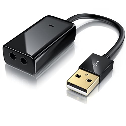 CSL - Externe USB Soundkarte Klinke USB Adapter, 3D Stereo, USB auf Audio Adapter, External Sound Card, kompatibel mit Windows, Linux und Mac, Schwarz von CSL-Computer