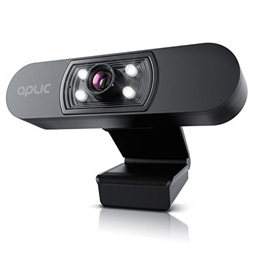 CSL - Full HD Webcam mit Mikrofon 1080p - 1920x1080P – 4 Hilfslichter/Szenelicht– 5P Linse – automatischer Weißabgleich - für PC MAC - schwarz von CSL-Computer