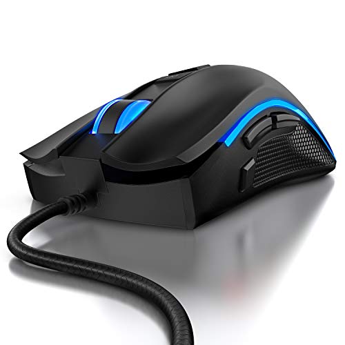 CSL - Gaming Maus PC USB - Mouse Pixart Präzisionssensor - 6 DPI-Stufen, 12 Benutzerprofile, 2 austauschbare Seitenteile 12 RGB Lichtmodi Snipertaste 500-5000 DPI Abtastrate von CSL-Computer