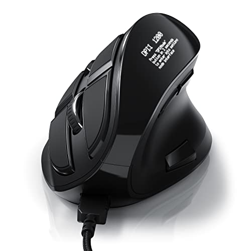 CSL - Gaming vertikale Maus mit OLED Display 2400 DPI - programmierbare Tasten - Office Mouse – mit Kabel - kabelgebunden - gegen Mausarm - mit Kailh Switche - Vertikalmaus ergonomisches Design von CSL-Computer