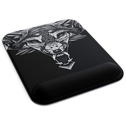 CSL - Großes Mauspad mit Gelkissen 22,5x28cm - Titanwolf Gaming Handgelenkauflage - Mousepad - Gel Handballenauflage Handauflage Gelpolster ergonomisch - wasserabweisend und abwaschbar von CSL-Computer