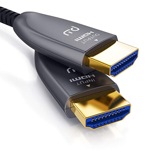 CSL - HDMI Kabel 2.0 b Glasfaser 10m - 4k 60Hz mit HDR - optisches HDMI Kabel LWL - 3D - ARC - CEC – HDCP 2.2 - YUV 4 x 4 x 4 - HDMI Kabel High Speed - Glasfaserkabel – Aluminiumstecker – Knickschutz von CSL-Computer