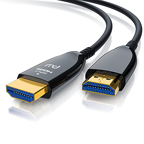 CSL - HDMI Kabel 2.1 Glasfaser - 8K 120Hz – 4k 240Hz - 20m optisches Kabel – HDR10+ - 3D eARC CEC – HDCP 2.3 - HDMI Kabel Ultra High Speed - vergoldete Kontakte – Glasfaserkabel Aluminiumstecker von CSL-Computer