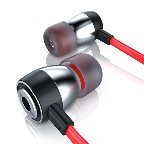 CSL - In-Ear Kopfhörer Flat Style Alu Flat Design Earphone - Transportmanagement Hardcover - rot schwarz von CSL-Computer