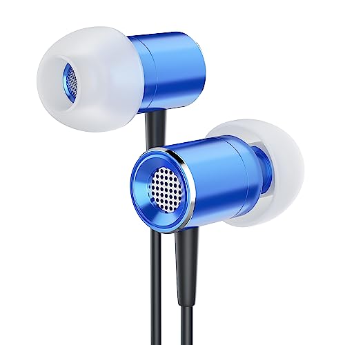CSL - In-Ear-Kopfhörer mit Power Bass, 3,5 mm Klinkenstecker, 1,2 m Kabel, stabiles Aluminiumgehäuse, optimierte Geräuschdämpfung, Light Glare Blue von CSL-Computer