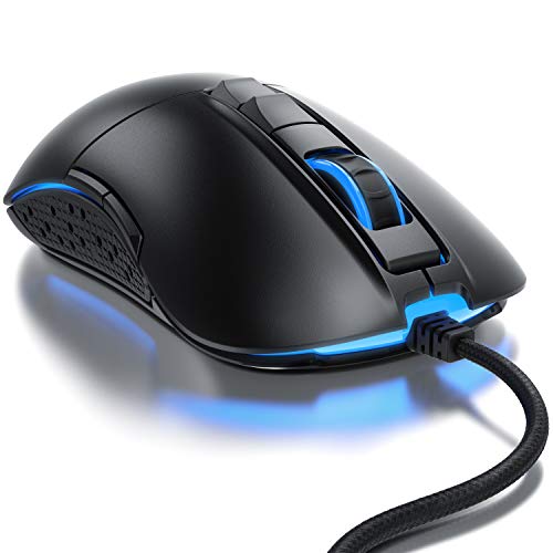 CSL - Kabelgebundene Gaming-Maus mit Optischem Sensor mit 5000 DPI für Rechts- und Linkshänder (9 programmierbare Tasten, Ergonomischer Formfaktor, RGB-Beleuchtung) Schwarz von CSL-Computer