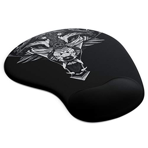 CSL - Mauspad mit Gelkissen - Titanwolf Gaming Handgelenkauflage - Mousepad - Gel Handballenauflage Handauflage Gelpolster ergonomisch - wasserabweisend und abwaschbar - schwarz von CSL-Computer