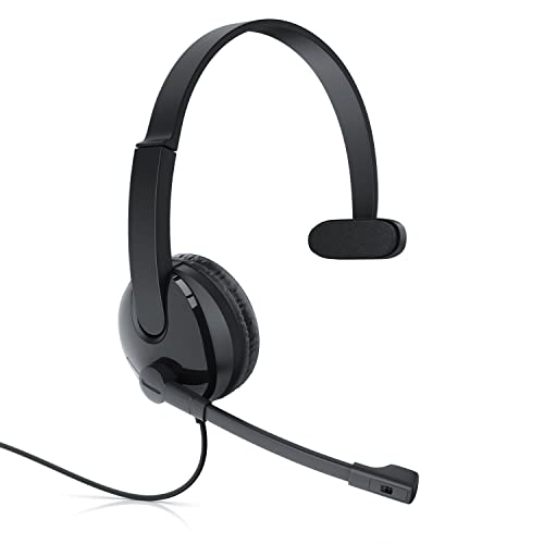 CSL - Mono Headset mit Mikrofon für kristallklare Anrufe, Headset mit Stummschaltfunktion, 3,5mm Klinkenstecker, für Call-Center, Skype, Zoom, Schwarz von CSL-Computer