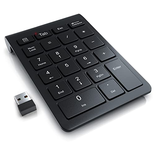 CSL - Numpad kabellos - 2,4 Ghz Funk - Ziffernblock Wireless - Keypad mit 22 Tasten - 10 Multifunktionstasten Multimedia-Keys - Tastatur mit Energiesparmodus - für Laptop Desktop PC und Notebook von CSL-Computer