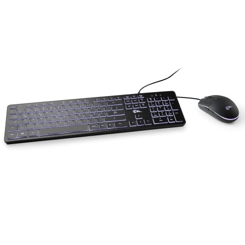 CSL Office LED - Tastatur Maus Set in schwarz mit LED-Beleuchtung und QWERTZ Layout, perfekt für Office PC, Laptop, Homeoffice von CSL-Computer
