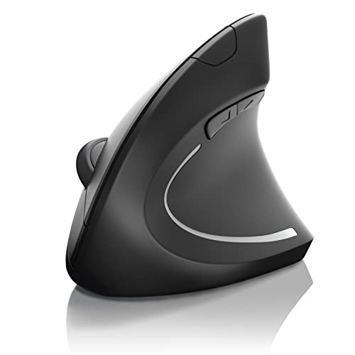 CSL Optische Wireless kabellos Funk Maus, Bluetooth + 2,4 Ghz Funk - vertikale Ausführung, Ergonomisches Design, Vorbeugung gegen Mausarm Tennisarm, Besonders armschonend, 5 Tasten schwarz von CSL-Computer