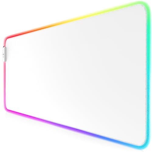 CSL - RGB Gaming Mauspad - LED Schreibtischunterlage - 800x300 mm - XXL Mousepad - LED Multi Color - 11 Beleuchtungs-Modi - 7 LED Farben Plus 4 Effektmodi - abwaschbar - weiß von CSL-Computer