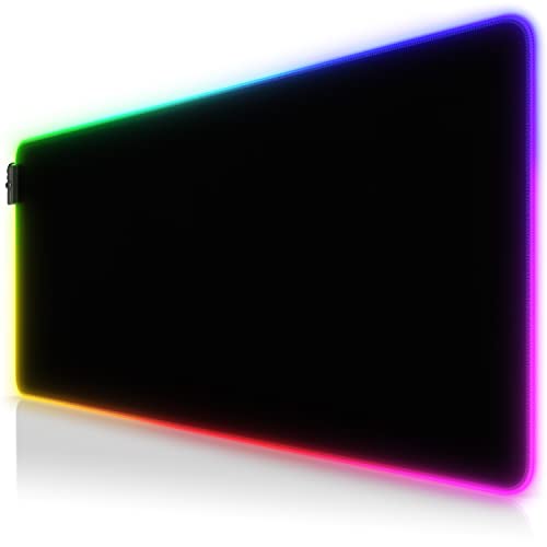 CSL - RGB Gaming Mauspad - Schreibtischunterlage - 900x400 mm Übergröße - XXL Mousepad - Multi Color - 11 Beleuchtungs-Modi - 7 LED Farben Plus 4 Effektmodi - abwaschbar - schwarz von CSL-Computer