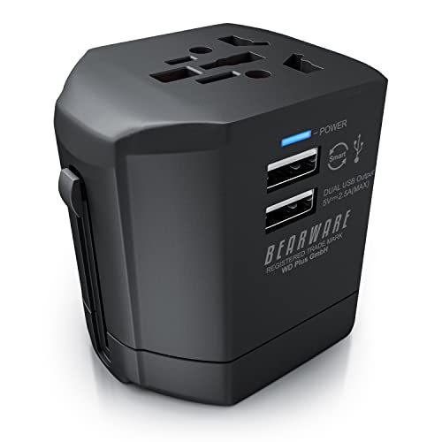 CSL - Reiseadapter mit USB Ladegerät fürs Smartphone Tablet - Universal Reisestecker Steckdosenadapter weltweit - Für über 140 Länder von CSL-Computer