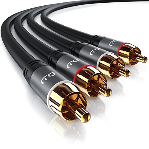 CSL - Stereo Cinch Audio Kabel - 5m Meter - 2X Cinch zu 2X Cinch Audiokabel - AUX Eingänge - Metall-Stecker vergoldet Kabel doppelt geschirmt von CSL-Computer