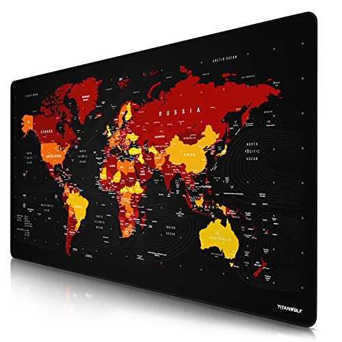 CSL - Übergröße Mauspad Gaming Titanwolf 1200x600mm Weltkarte - XXXL Mousepad groß mit Motiv - Tischunterlage Large Size - verbessert Präzision und Geschwindigkeit - XXL für Logitech Maus Tastatur von CSL-Computer