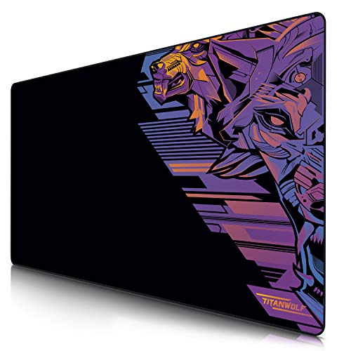 CSL - Übergröße Mauspad Gaming Titanwolf 1200x600mm - XXXL Mousepad groß mit Motiv - Tischunterlage Large Size - verbessert Präzision und Geschwindigkeit - XXL z.B. für Logitech Maus und Tastatur von CSL-Computer