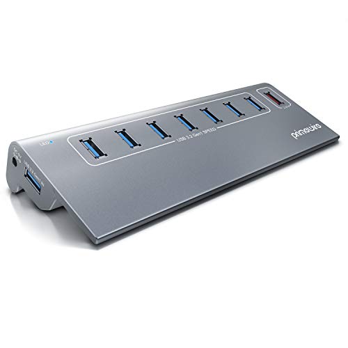 CSL - USB 3.0 Hub aktiv – 10 GBit/s - 8 Port - 8 x USB 3.2 Gen2, Davon 1x USB Ladeport smart Charge – 8 Port Verteiler mit Netzteil - Alugehäuse - für PC Notebook Laptop Ultrabook Tablet PC von CSL-Computer