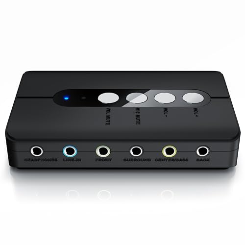 CSL - USB 7.1 Soundkarte extern - 7.1 Surround Sound – Stereo Audio Adapter - Lautstärkeregelung - Anschluss für Kopfhörer, Mikrofon - Mikrofonstummschaltung - für PC - Windows 10 11 von CSL-Computer