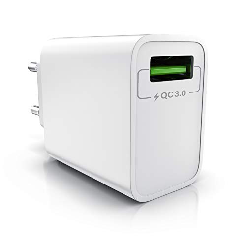 CSL - USB Ladegerät 18W Quick Charge 3.0 - Netzteil mit Schnellladefunktion - Smart Charge Solid Charge intelligentes Laden - geeignet für Handys Smartphones Navis Tablets UVM - weiß von CSL-Computer