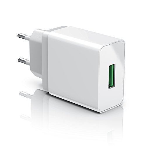 CSL - USB Ladegerät 18W Quick Charge 3.0 - Netzteil mit Schnellladefunktion - Smart Charge Solid Charge intelligentes Laden - geeignet für Handys Smartphones Navis Tablets UVM. - weiß von CSL-Computer