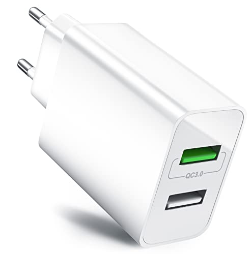 CSL - USB Ladegerät 30W QC 3.0-2 Port Netzteil inkl. Quick-Charging Schnellladefunktion - Smart Charge Solid Charge intelligentes Laden - weiß von CSL-Computer
