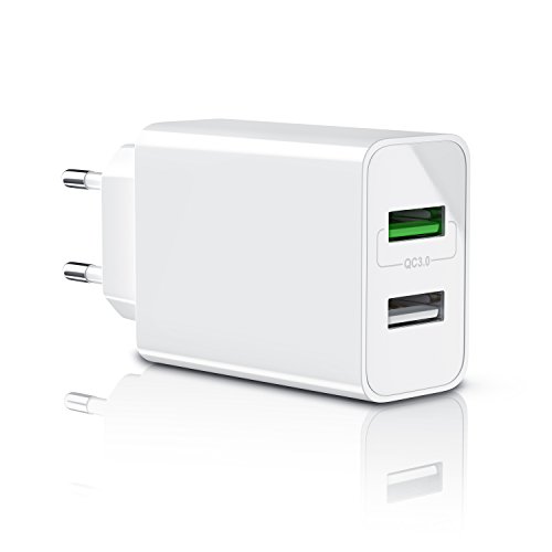 CSL - USB Ladegerät 30W QC 3.0-2 Port Netzteil inkl. Quick-Charging Schnellladefunktion - Smart Charge Solid Charge intelligentes Laden - weiß von CSL-Computer