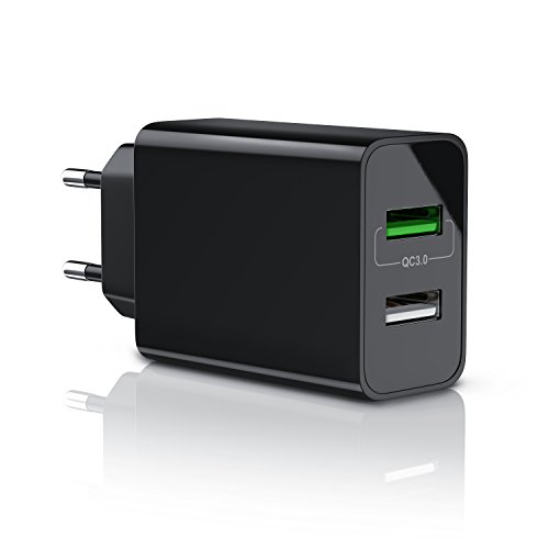 CSL - USB Ladegerät 30W QC 3.0-2 Port Netzteil inkl. Quick-Charging Schnellladefunktion - Smart Charge intelligentes Laden - geeignet für Handys Smartphones Navis Tablets UVM. - schwarz von CSL-Computer