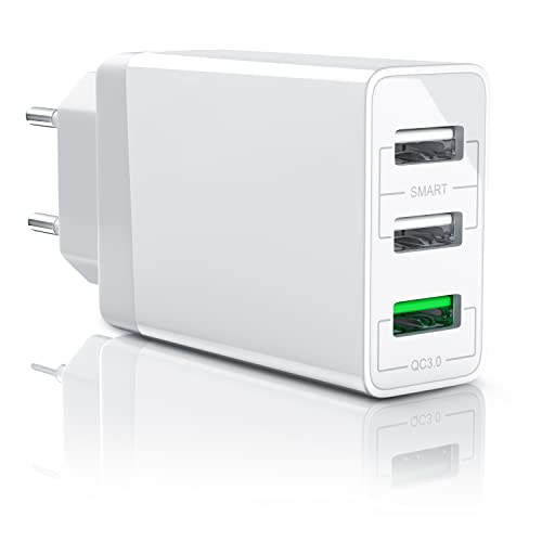 CSL - USB Ladegerät 30W QC 3.0-3-Port Netzteil inkl. Quick-Charging Schnellladefunktion - Smart Charge Solid Charge intelligentes Laden - geeignet für Handys Smartphones Navis Tablets von CSL-Computer