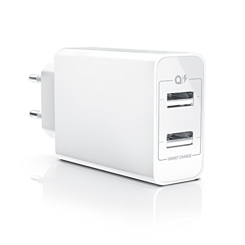 CSL - USB Ladegerät Netzteil Ladeadapter - 2 Ports mit 24W - intelligentes Laden - Smart Charge - kompatibel mit Apple iPhone iPad Samsung Galaxy Note Nexus HTC Motorola LG - Weiß von CSL-Computer