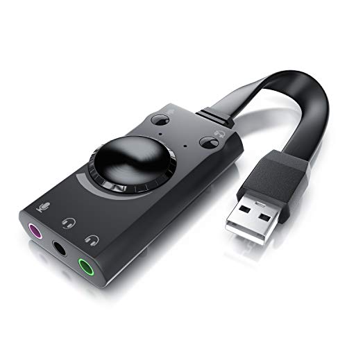 CSL - USB Mini Soundkarte extern - Virtuelles Surround - kompatibel mit Computer Notebook Tablet-PC MacBook - Plug and Play - Windows 10/11 kompatibel - schwarz von CSL-Computer