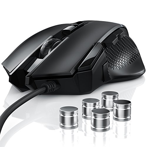 CSL - USB Mouse mit Kabel und Gewichte | optische PC USB Gaming Maus | 3200 DPI Abtastrate | High Precision + Grip + Optimal Handling | 9 Tasten | 5-teiliges Gewichtstuning Schwarz von CSL-Computer