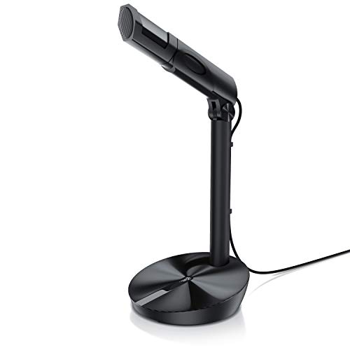 CSL - USB PC Mikrofon – Tischmikrofon Standmikrofon – einstellbare Lautstärke – hohe Klangqualität – Stummschaltung – Windschutz - für Gaming Podcast YouTube - Plug Play von CSL-Computer