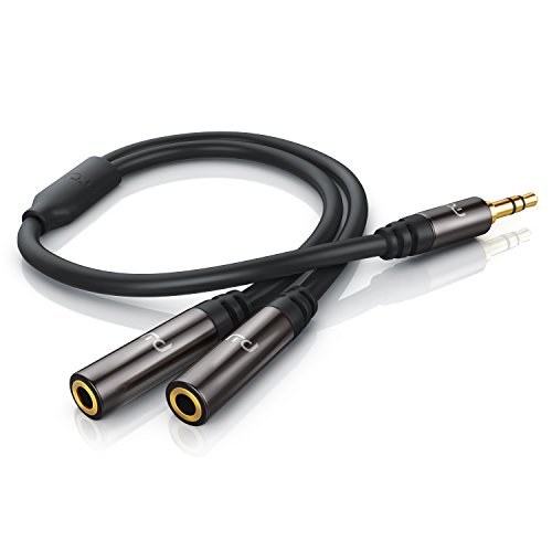 CSL - Uplink - 0,15m Audio Klinke Y-Adapter - Voll-Metallstecker passgenau - Audio 3,5mm Klinken Stecker zu 2X 3,5mm Klinken Buchse - Y Splitter Verteiler - AUX Audioadapter HQ Premium Series von CSL-Computer