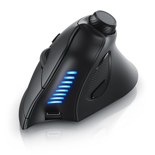 CSL - Vertikal Maus Bluetooth - Wireless kabellos - vertikale Ausführung - ergonomisches Design - gegen Mausarm Tennisarm - Multimedia-Drehregler - PC Windows 11 Linux von CSL-Computer