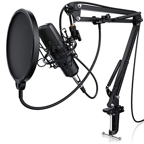 CSL - XLR Kondensatormikrofon mit Mikrofonarm - PC Mikrofon Set Studiomikrofon - Großmembran Kondensator Studio Microphone - 3,5mm Klinke - XLR Kabel - Gesang Podcast Aufnehmen Streaming Gaming von CSL-Computer