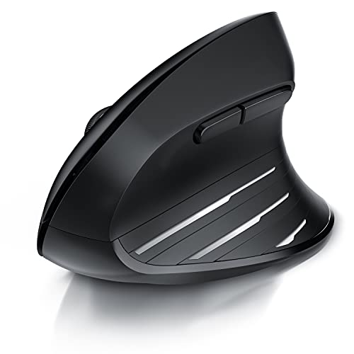 CSL - kabellose Maus Vertikal Funk 2.4 GHz - Neues Modell - USB Vertical Mouse – ergonomisches Design - Vorbeugung gegen Mausarm - Wireless Funkmaus 2,4 GHz mit 1000-2400 DPI - PC und MAC schwarz von CSL-Computer