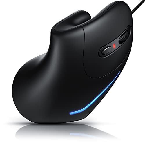 CSL - optische Maus - Mouse Vertikale Ausführung - Computermaus USB kabelgebunden - 800-3200 DPI - Vertikalmaus - ergonomisches Design - Vorbeugung gegen Mausarm Tennisarm - mit Kabel - PC und MAC von CSL-Computer