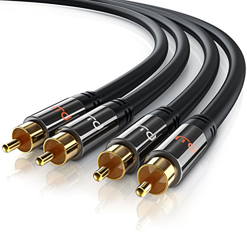 Cinch Audio Kabel - 3m - Aux Eingänge Audio 2x Cinch RCA Stecker zu 2x Cinch RCA Stecker - Metall Stecker - doppelte Schirmung - Koaxialkabel geeignet für Verstärker, Stereoanlangen, HiFi Anlagen von CSL-Computer