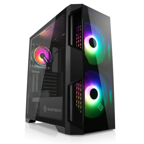 Gaming PC-Gehäuse Helios 500G - Midi-Tower, RGB Beleuchtung (inkl. Steuerung), Glas-Seitenteil, Glas-Front, vormontierte Lüfter, ATX, Micro-ATX, Mini-ITX, schwarz von CSL-Computer