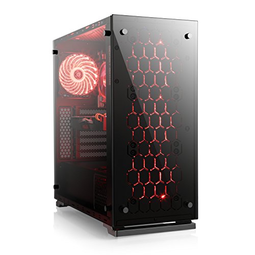 Gaming PC-Gehäuse Vega - Midi-Tower, RGB Beleuchtung (inkl. Steuerung), Glas-Seitenteil, Glas-Front, vormontierte Lüfter, ATX, Micro-ATX, schwarz von CSL-Computer