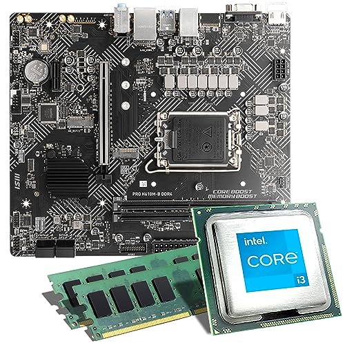 Intel Core i3-12100 / MSI PRO H610M-E DDR4 Mainboard Bundle / 16 GB DDR4-RAM | CSL PC Aufrüstkit | Intel Core i3-12100 4x3300 MHz, UHD Graphics 730, LAN, M.2 Port, USB 3.2 Gen1 | Tuning Kit von CSL-Computer