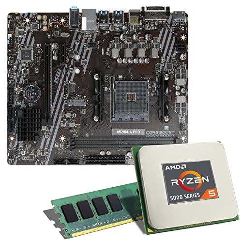 Mainboard Bundle | AMD Ryzen 5 5500 6x3600 MHz, MSI A520M-A Pro, 16 GB DDR4-RAM, 1x M.2 Port, 4X SATA 6Gb/s, USB 3.1 Gen1 | Tuning Kit | CSL PC Aufrüstkit von CSL-Computer