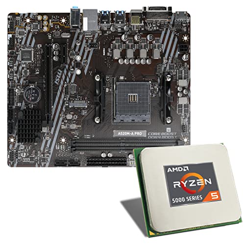Mainboard Bundle | AMD Ryzen 5 5500 6x3600 MHz, MSI A520M-A Pro, 1x M.2 Port, 4X SATA 6Gb/s, USB 3.1 Gen1 | Tuning Kit | CSL PC Aufrüstkit von CSL-Computer