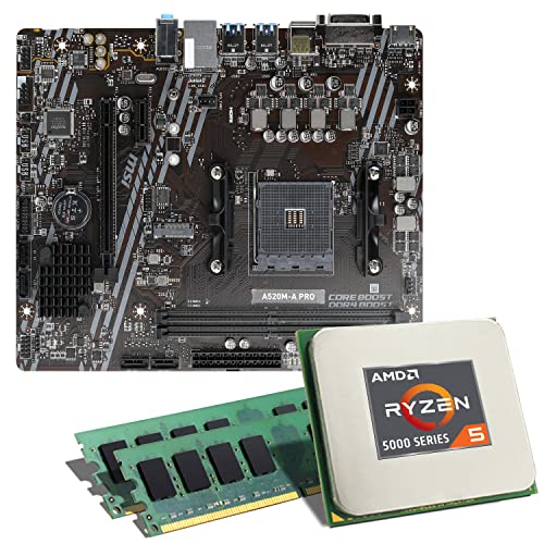 Mainboard Bundle | AMD Ryzen 5 5500 6x3600 MHz, MSI A520M-A Pro, 32 GB DDR4-RAM, 1x M.2 Port, 4X SATA 6Gb/s, USB 3.1 Gen1 | Tuning Kit | CSL PC Aufrüstkit von CSL-Computer