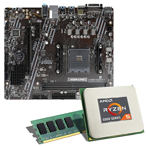 Mainboard Bundle | AMD Ryzen 5 5500 6x3600 MHz, MSI A520M-A Pro, 8 GB DDR4-RAM, 1x M.2 Port, 4X SATA 6Gb/s, USB 3.1 Gen1 | Tuning Kit | CSL PC Aufrüstkit von CSL-Computer